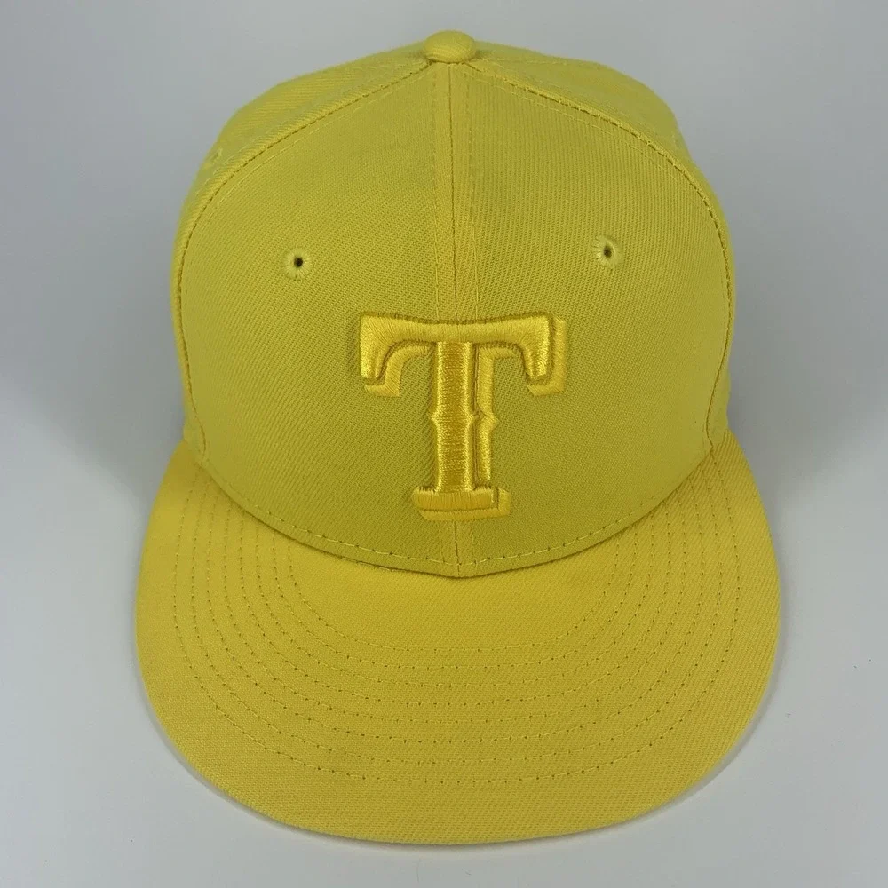 Texas Rangers Hat Yellow Tonal New Era 59FIFTY Fitted Size 7 MLB Baseball Cap